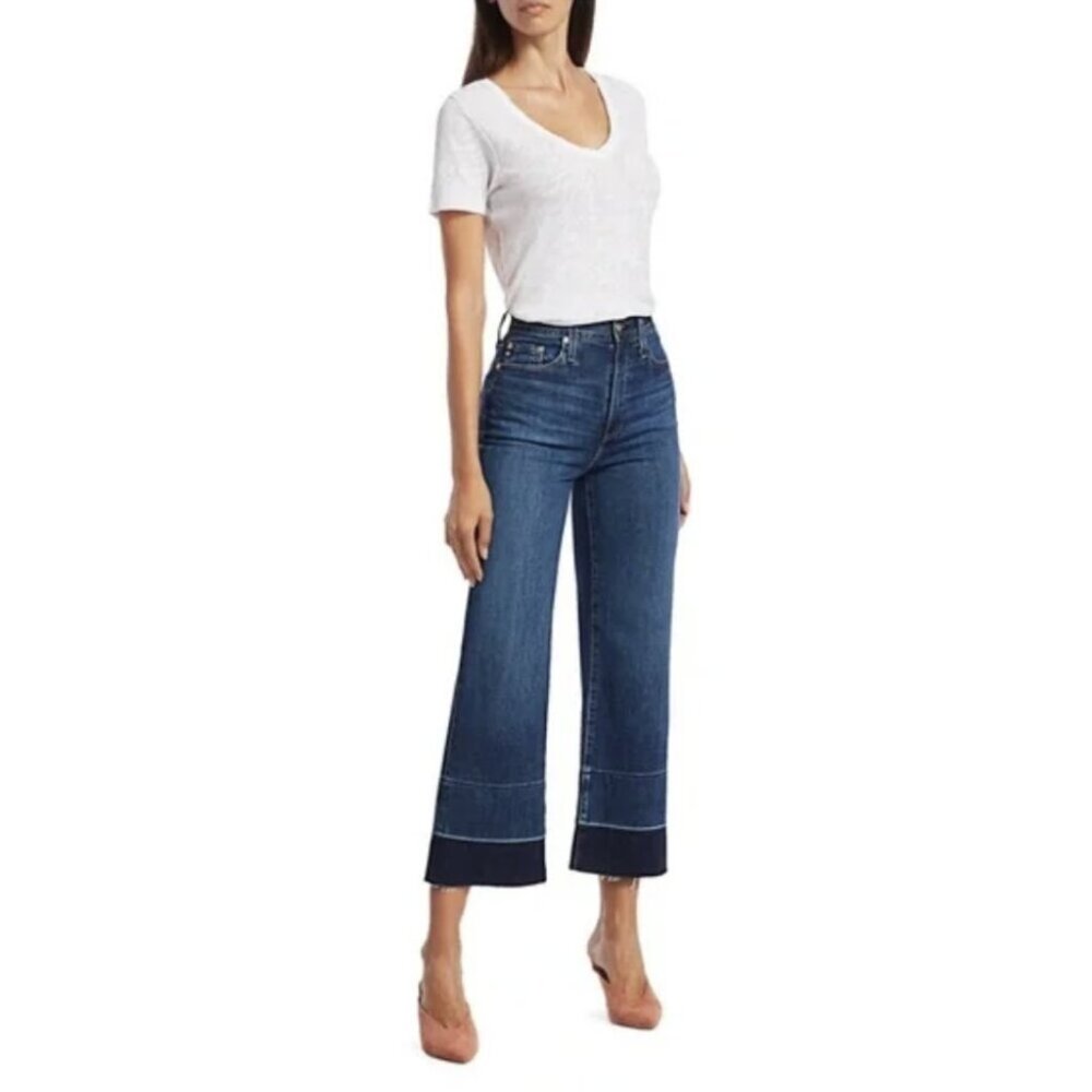 AG ADRIANO GOLDSCHMIED The Etta High Waisted Wide Leg Crop Jeans Released Hem 26 - Picture 1 of 16